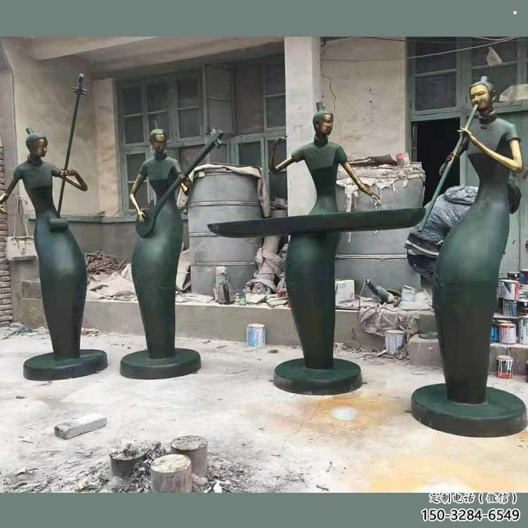 彈古箏雕塑供求，村標概念，民俗人物雕塑制作承接