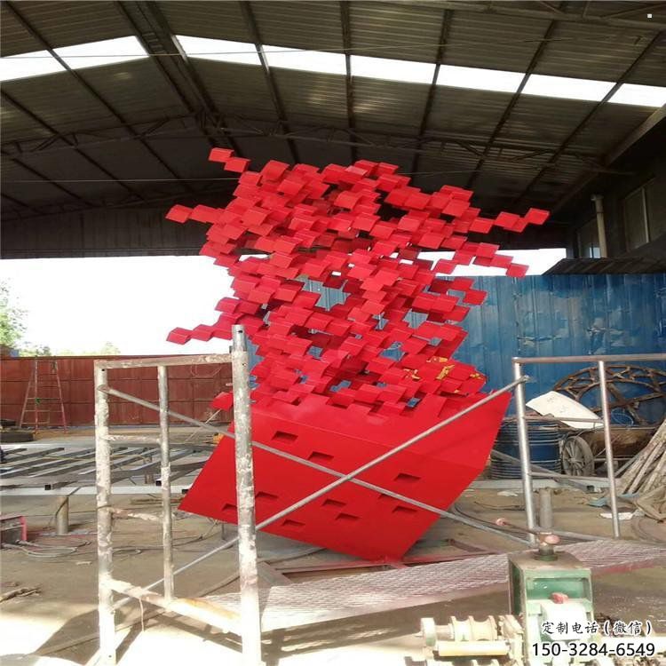 立方體雕塑點(diǎn)擊，城區(qū)小品，園林鏤空立方體雕塑承接