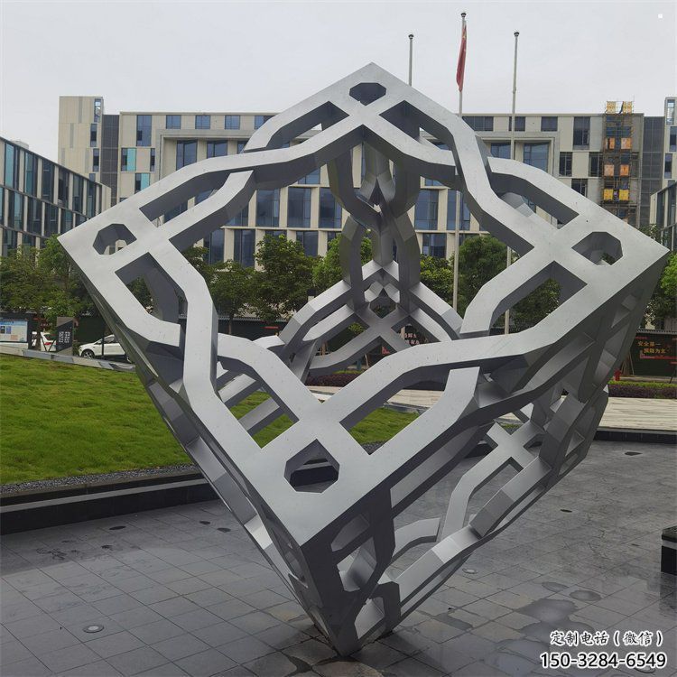 立方體雕塑提供，戶外雕塑，鏤空立方體雕塑廠家