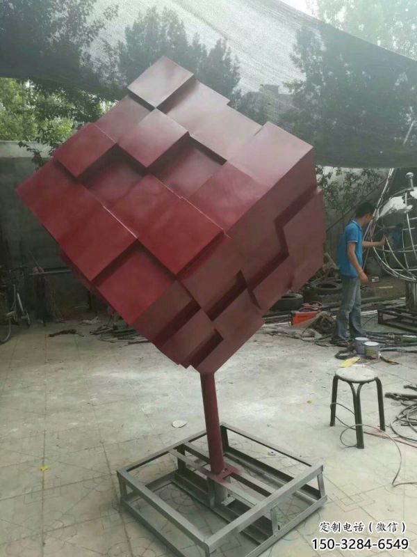 正方體雕塑供需，廣場雕塑，不銹鋼正方體雕塑選用