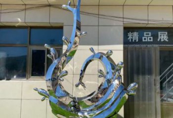 藝術(shù)景觀美陳雕塑，不銹鋼海浪雕塑廠家，拋光工藝