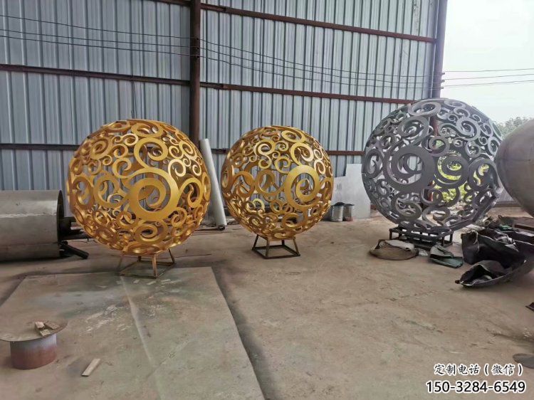 棱面球雕塑承接，城市裝飾，鏤空棱面球雕塑生產(chǎn)商