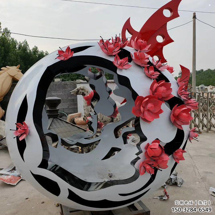 鏤空花球雕塑定價(jià)，廣場(chǎng)雕塑，不銹鋼花球雕塑廠家