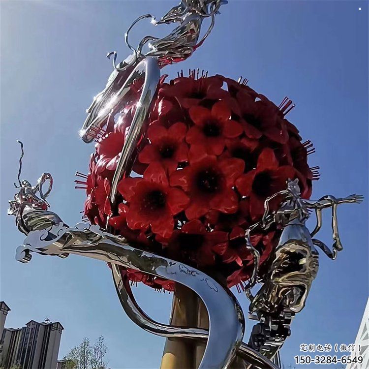 花球雕塑制作，鍛造工藝，不銹鋼花球雕塑選用
