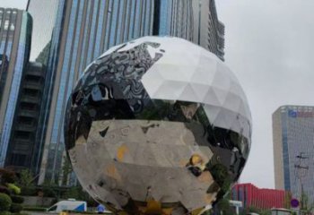 鏡面球雕塑廠家，美陳雕塑，不銹鋼球雕塑生產商