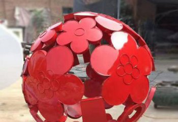 花紋球雕塑制作，景觀雕塑，不銹鋼花紋球雕塑常用