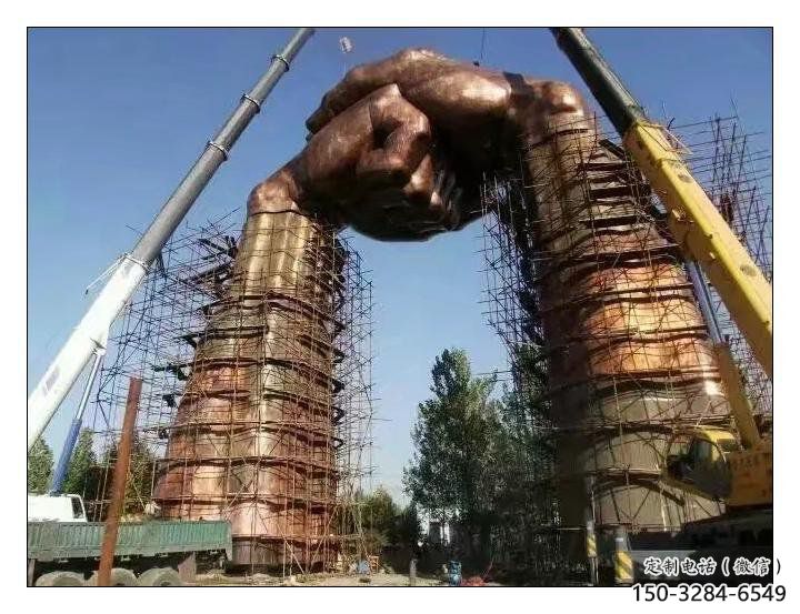 拳頭雕塑供需，室外軟裝，金屬不銹鋼拳頭雕塑制作