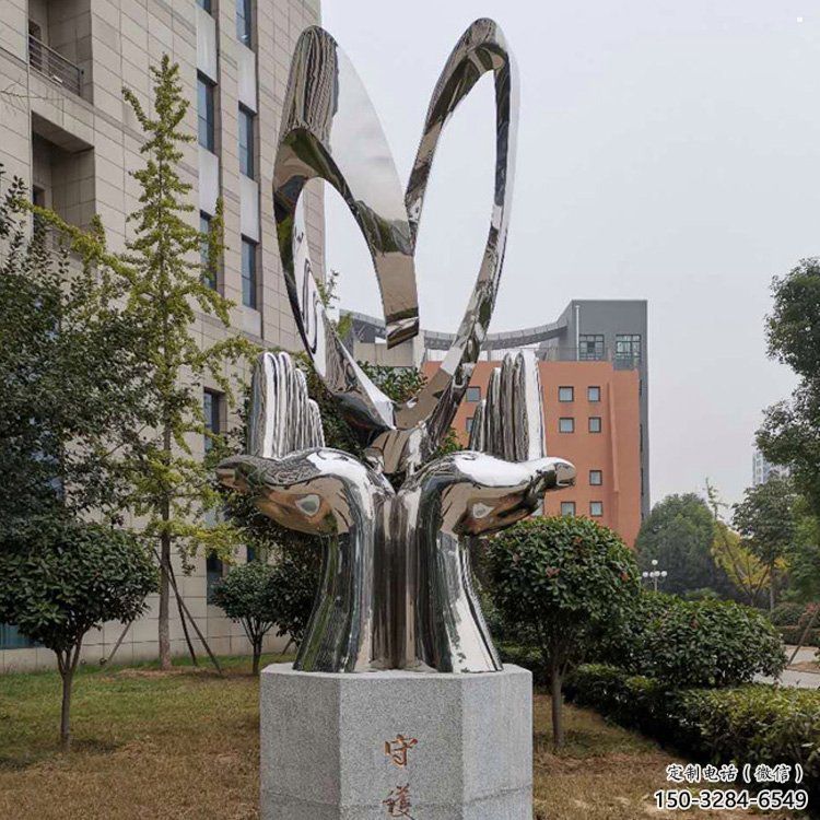 雙手雕塑指用，小區(qū)雕塑，廣場(chǎng)不銹鋼雙手雕塑制作
