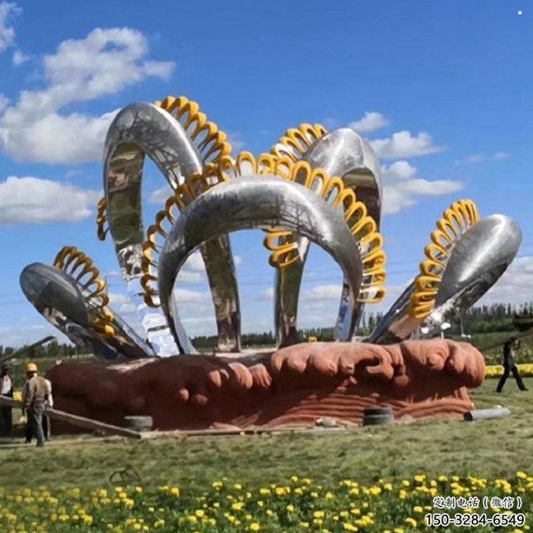 四葉草雕塑指用，中式工藝，不銹鋼四葉草雕塑指用