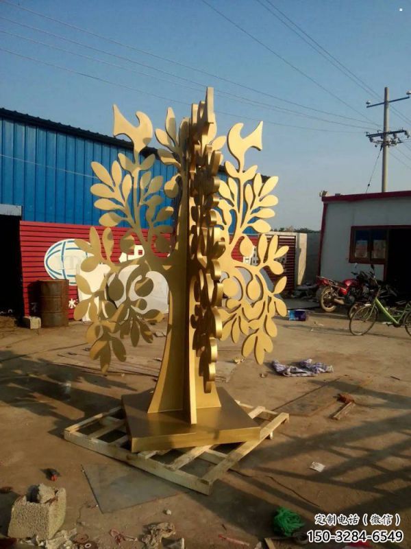 發財樹雕塑廠家，市標雕塑，不銹鋼發財樹雕塑定制