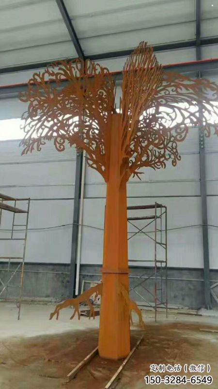 發財樹雕塑制作，景區案例，不銹鋼發財樹雕塑廠家