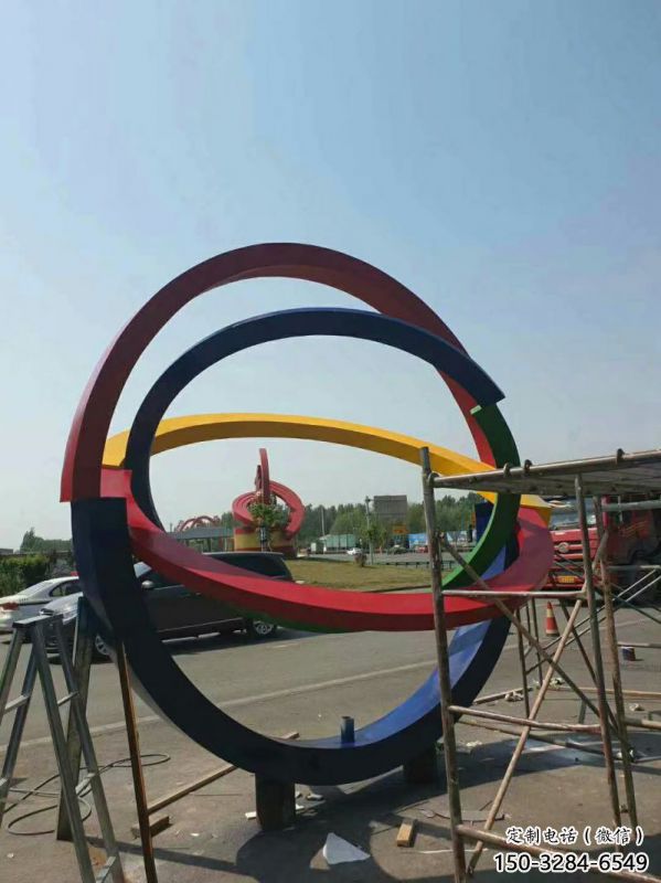 雙環(huán)雕塑制造，歐式風(fēng)格，不銹鋼雙環(huán)雕塑廠家定價