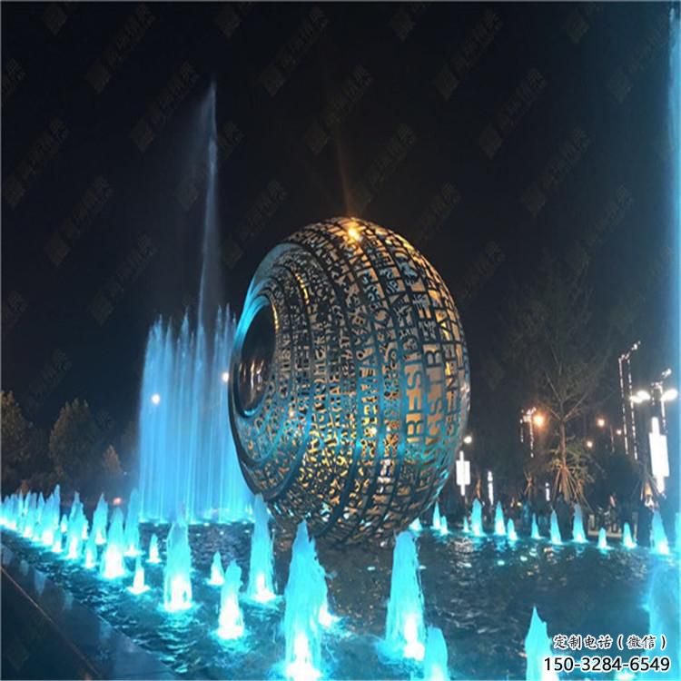 水景圓環(huán)雕塑，燈光配置，燈光圓環(huán)雕塑制作廠家