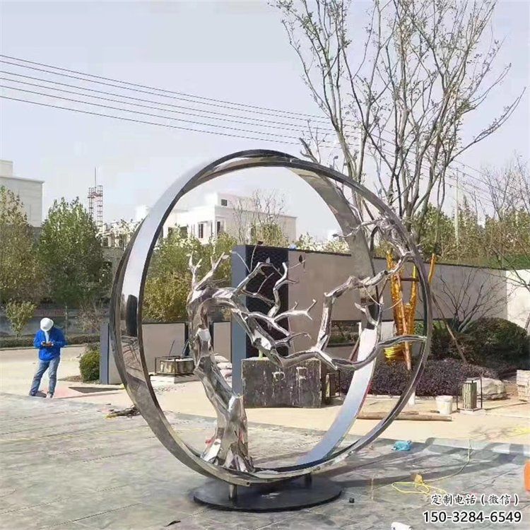 景墻圓環(huán)雕塑專供，美陳雕塑，社區(qū)烤漆圓環(huán)雕塑預定