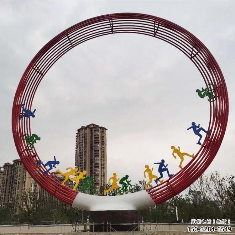 圓環雕塑點擊，地標擺件，烤漆圓環雕塑承接
