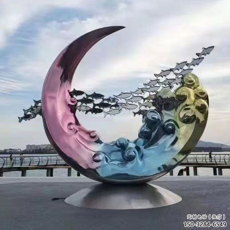 圓環雕塑制作，村標概念，烤漆圓環雕塑專供
