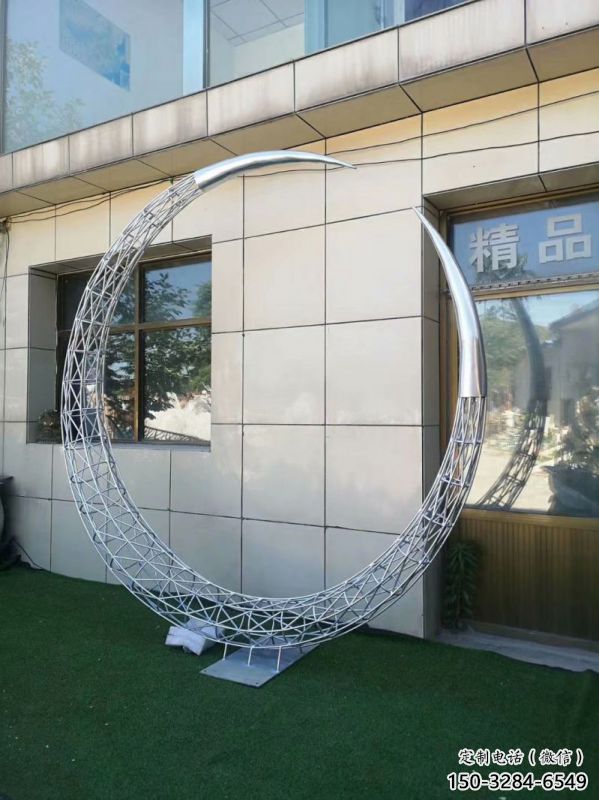 圓環雕塑制造商，小區擺件，白鋼鏤空圓環雕塑提供