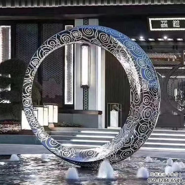 圓環雕塑標準，景觀雕塑，不銹鋼圓圈雕塑廠家提供