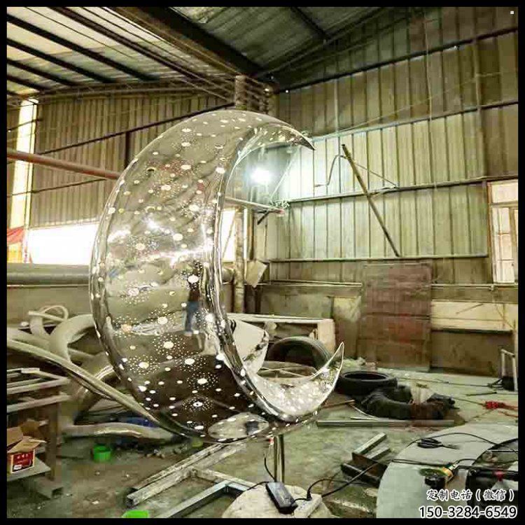 月亮雕塑服務商，景觀雕塑，鏤空月亮雕塑選定