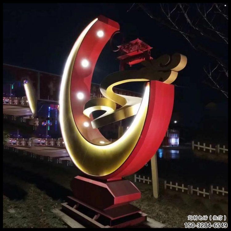 月亮雕塑觀賞型，街景小品，鏤空月亮雕塑主題常用