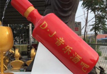 酒瓶雕塑批發，水景雕塑，抽象流水酒瓶雕塑定價