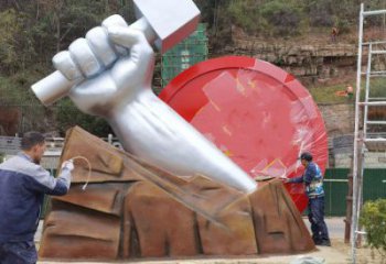 拳頭雕塑預定，白鋼構件，不銹鋼拳頭雕塑選定
