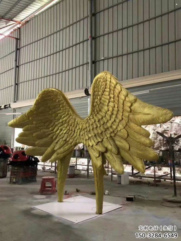 廣場鳥翅雕塑批發，廣場系列，不銹鋼鳥翅雕塑定價