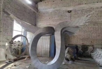抽象鳥翅雕塑供應，花園小品，不銹鋼鳥翅雕塑展品