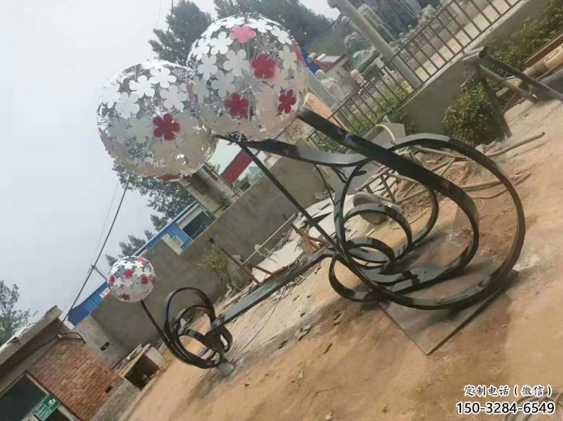 南平大型蒲公英坐凳雕塑，現代元素設計，不銹鋼坐凳雕塑