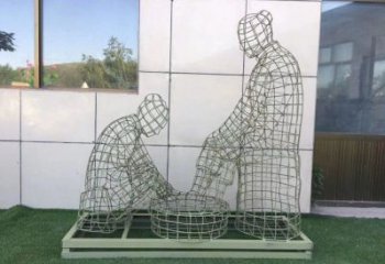 安順鏤空洗腳雕塑制作，園林裝飾，鐵藝孝道人物雕塑