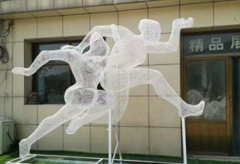 保定鏤空體育雕塑供求，白鋼構件，鐵藝人物雕塑觀賞型