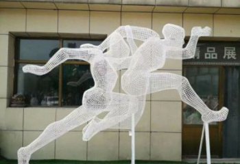 郴州鏤空跨欄雕塑制造商，透雕雕塑，鐵藝體育人物雕塑供給