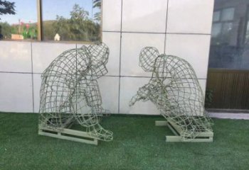 四平鏤空下棋雕塑供需，廣場(chǎng)雕塑，鐵藝民俗人物雕塑選用