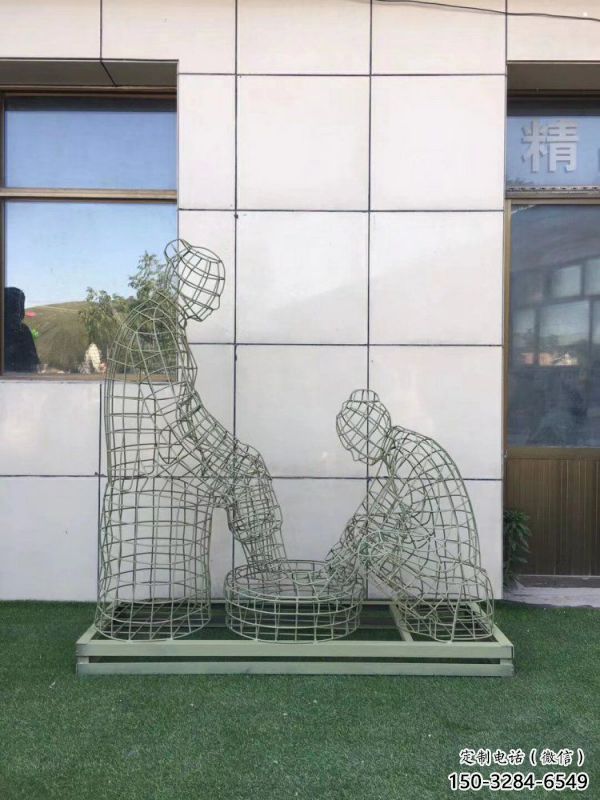 清水河鏤空孝道雕塑通用，街景小品，鐵藝洗腳雕塑制造