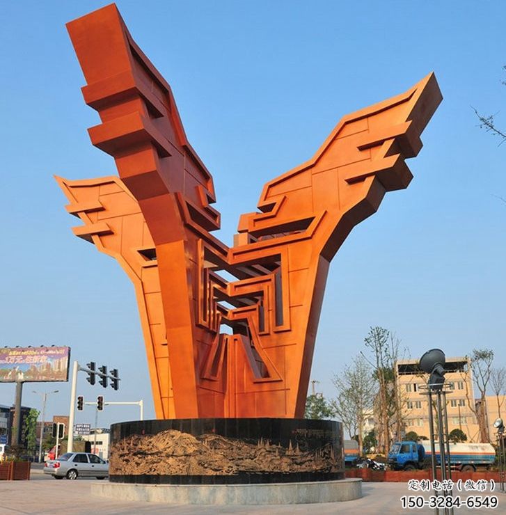 晉城城市精神堡壘雕塑，抽象建筑元素，廣場景觀雕塑小品