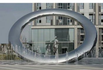 永寧小區(qū)圓環(huán)雕塑，水簾噴泉雕塑，水景藝術(shù)效果