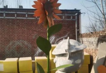 海東太陽花雕塑工程，美陳雕塑，玻璃鋼太陽花雕塑廠家