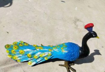 海西彩繪孔雀雕塑制作選用，景區(qū)案例，動物美陳雕塑