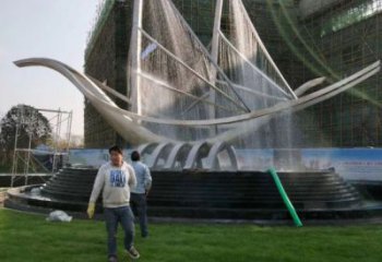 綿陽帆船噴泉雕塑，水景水秀組合，旱地帆船噴泉雕塑廠家