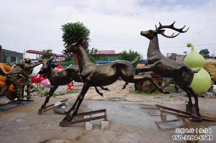 嘉黎戶外小鹿批發，動物雕塑，梅花鹿銅雕塑供求