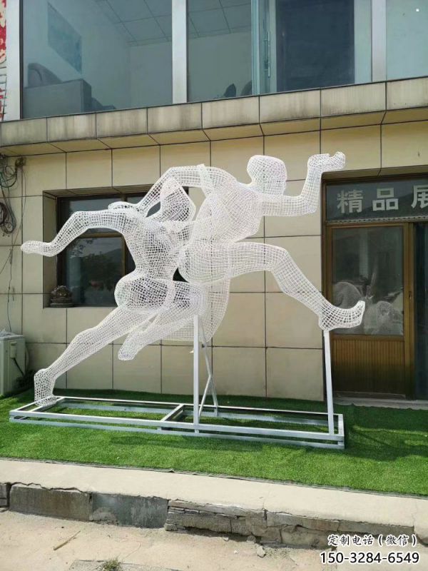和田鏤空體育雕塑供求，白鋼構(gòu)件，鐵藝人物雕塑觀賞型