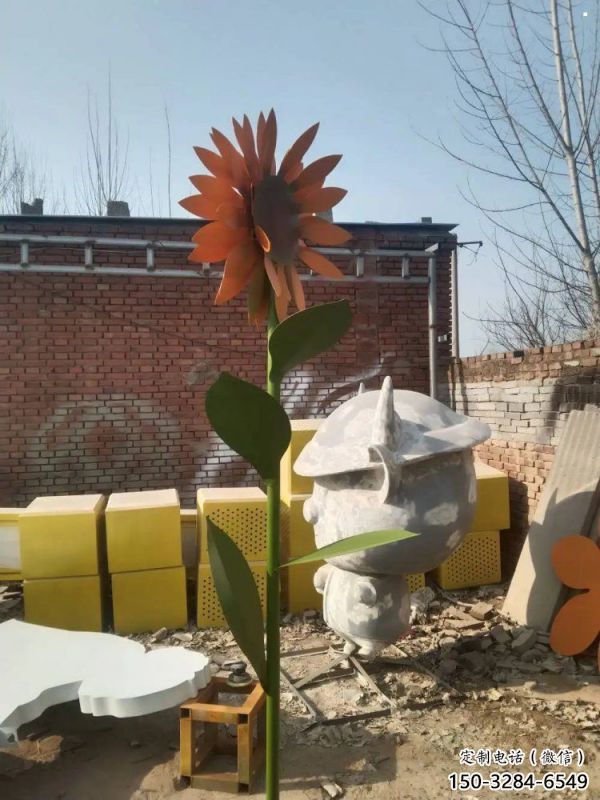 紹興太陽(yáng)花雕塑工程，美陳雕塑，玻璃鋼太陽(yáng)花雕塑廠家