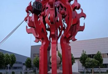城關火球雕塑，精神堡壘火球雕塑落地展示