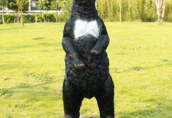 塔城街道黑熊雕塑，仿真動物雕塑，古銅效果