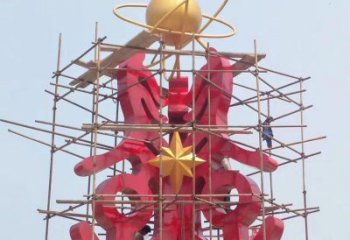 萬盛景觀科技之星雕塑選用，美陳雕塑，抽象不銹鋼科技之星雕塑標(biāo)準(zhǔn)
